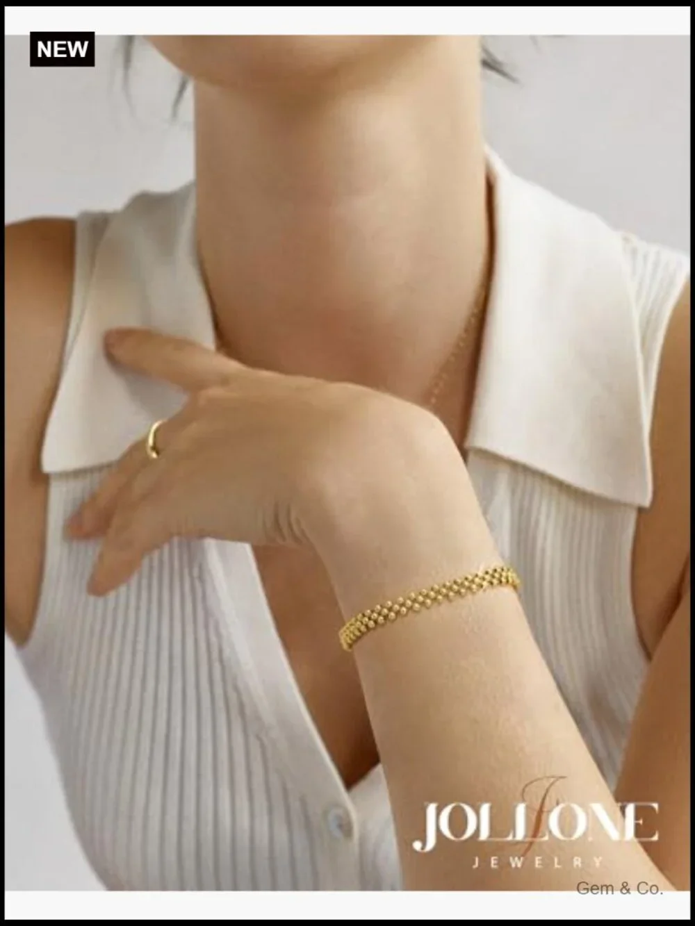 3-Layer Woven Gold Beaded Bracelet, Stretch Stackable Yoga Jewelry